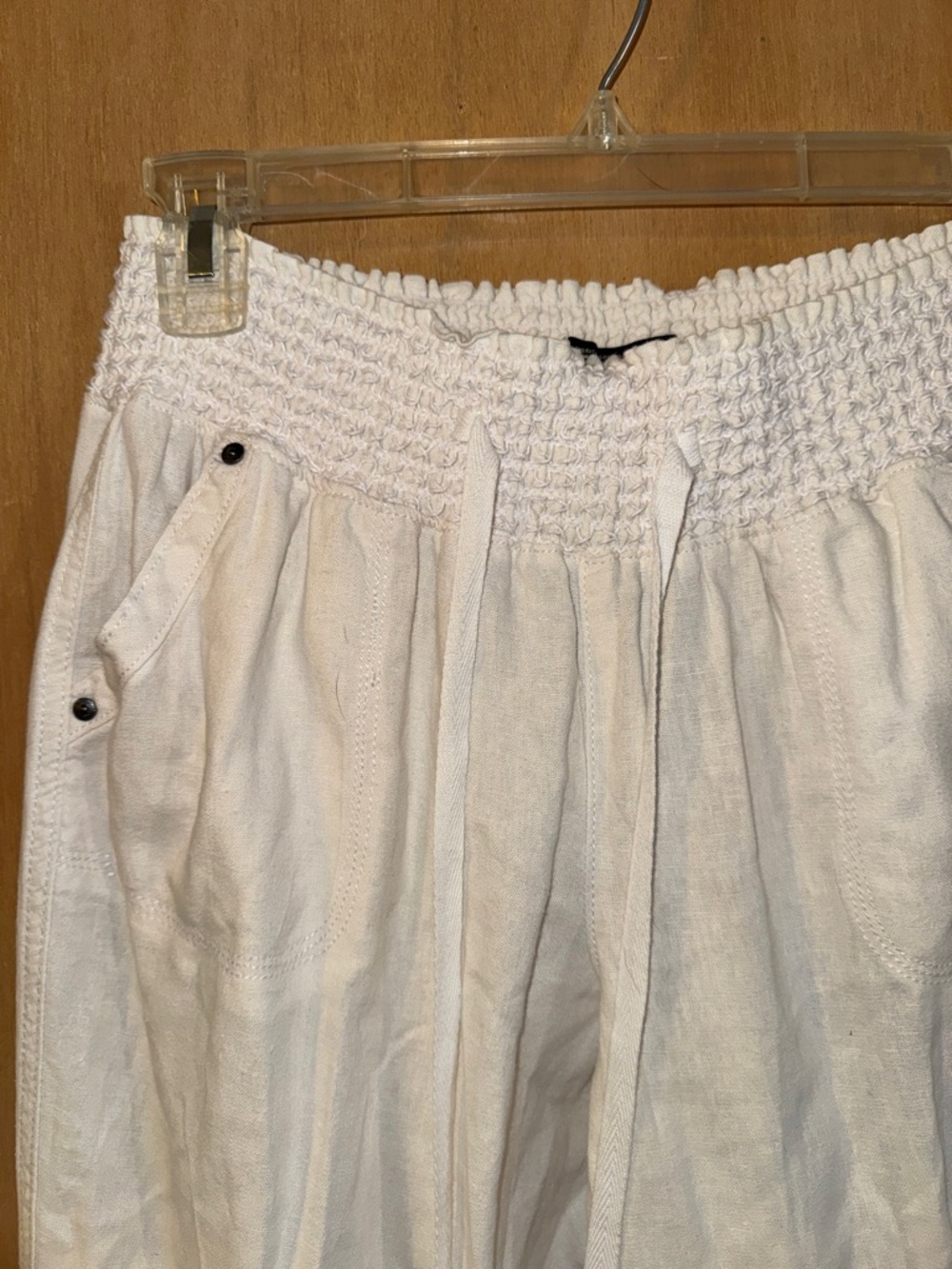 Rewash White Elastic Waist Casual Lightweight Beachy Summer Pants Large - Picture 2 of 5